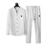 ensemble jogging armani promo high quality stand collar pants set blanc